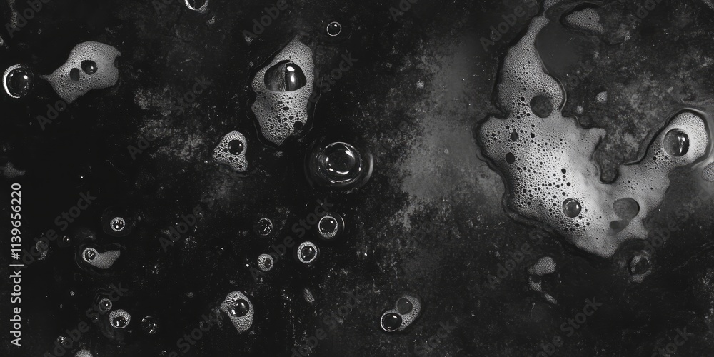 Aufkleber Zero-gravity water droplets creating unique textures against a dark background