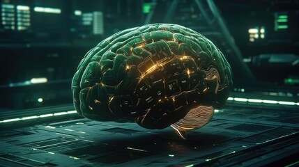 Exploring neural interfaces futuristic brain technology in a sci-fi environment digital art perspective
