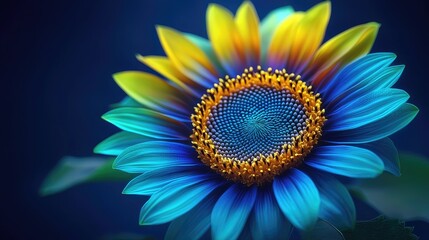 Fototapeta premium Vibrant blue sunflower bloom nature scene floral photography close-up bright colors for visual impact
