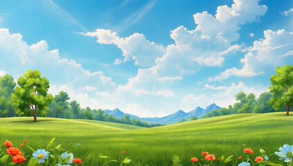 Bright Summer Background with Blue Sky