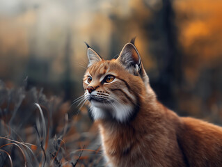 Sand Cat, Felis margarita, Desert Wildcat Wildlife Photography Close Up in Temperate Forest
