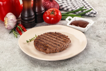 Grilled minced beef burger cutlet