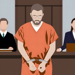Illustration art of prisoner in jail