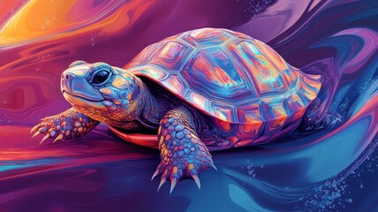 A terrapin depicted in Morphism style, using smooth gradients and abstract, fluid shapes.