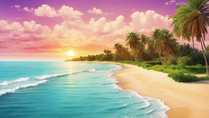 Breathtaking Exotic Beach with Palm Trees