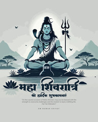 Happy Maha Shivratri Lord Shiva with Har Har Mahadeva Social Media Post template banner