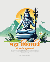 Fototapeta premium Happy Maha Shivratri Lord Shiva with Har Har Mahadeva Social Media Post template banner