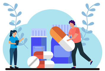 Pills Concept Illustration Stylish and Beautiful