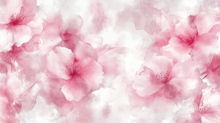Delicate, soft pink cherry blossom watercolor pattern.