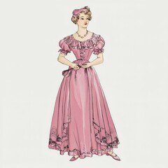 Fototapeta premium Illustration of woman in classic fashion