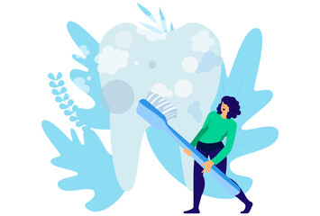 Dental Cleaning Concept Illustration Stylish and Beautiful