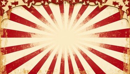 Red and White Striped Sunburst Background Design