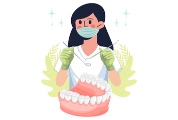 Tooth Scaling Concept Illustration Stylish and Beautiful