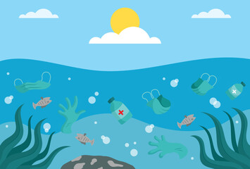 Water Pollution Concept Illustration Stylish and Beautiful