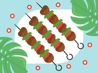 Shish Kebab Concept Illustration Stylish and Beautiful