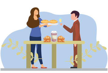 Croissant Concept Illustration Stylish and Beautiful