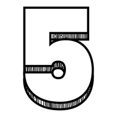 Png transparent background number five doodle hand drawn style