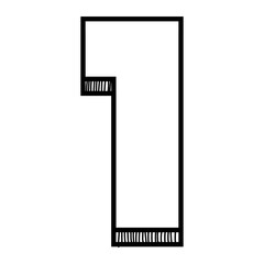 Png transparent background number one doodle hand drawn style