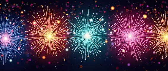 Fototapeta premium display of vibrant, colorful fireworks illuminating the night sky background