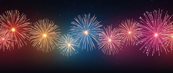 Fototapeta premium display of vibrant, colorful fireworks illuminating the night sky background