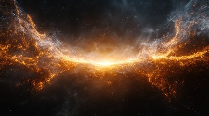 Fototapeta premium Minimalistic golden firework bursts on a black background, leaving the center blank