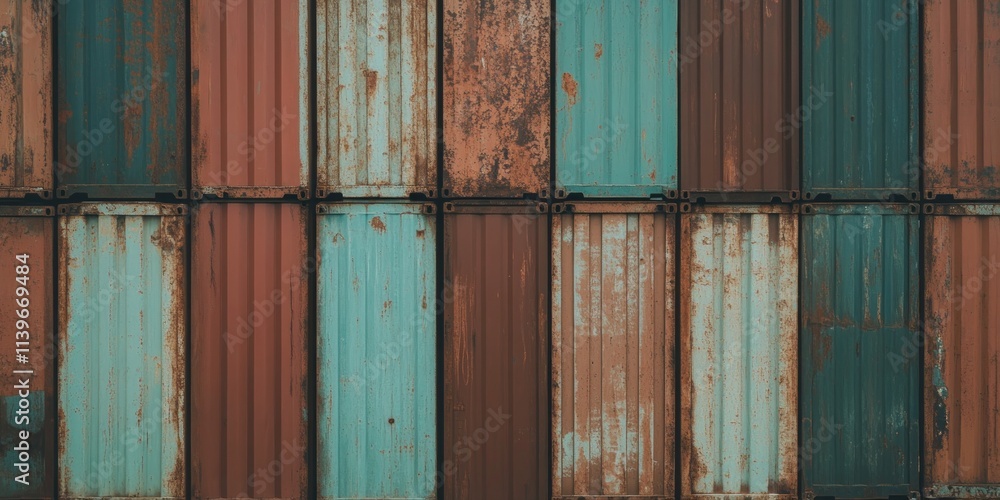 Aufkleber rusty shipping container texture showcasing various colors and weathered surfaces from a port locati