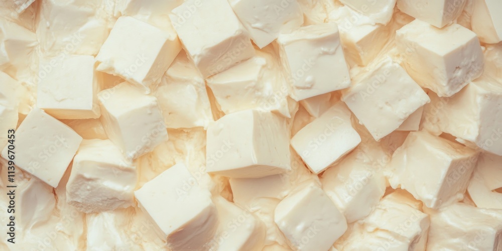 Poster Silky tofu cubes displayed in an appealing arrangement for culinary use