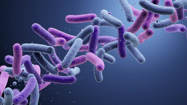 Prebiotic or probiotic medical background bacteria, Lactobacillus , 3d animation.