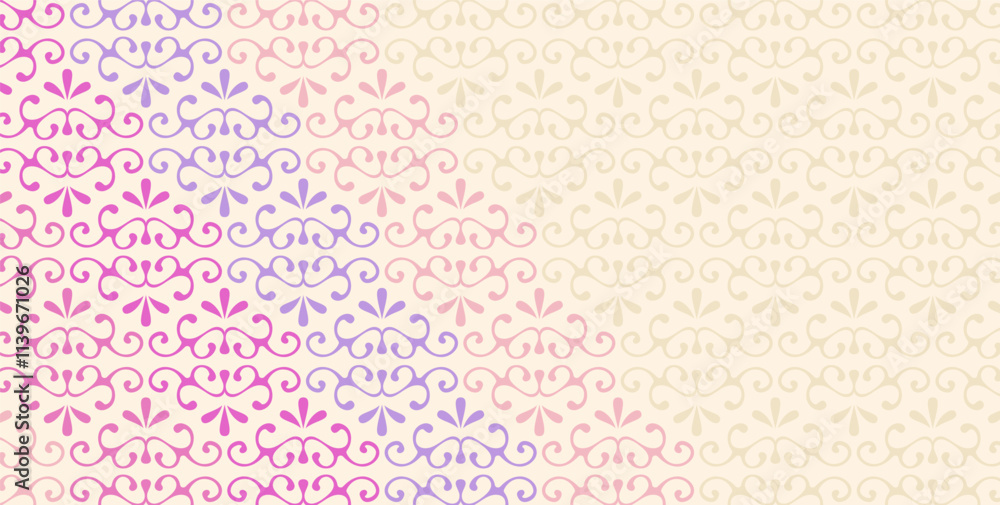 Poster delicate floral pattern with a gradient effect. transitioning from vibrant pink to soft beige. perfe