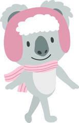 Little Koala in Winter Attire.cartoon doodle