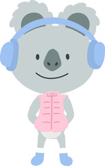 Little Koala with Headphone.cartoon doodle