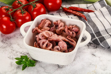 Marinated baby octopus in the bowl