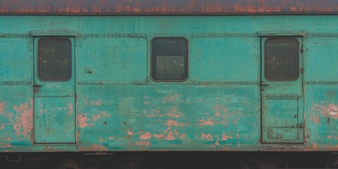 Weathered train carriages showcase vibrant patina and rustic charm in an abandoned setting