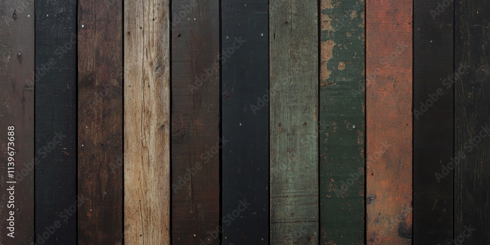 Poster weathered wooden pallets display unique textures and colors in a rustic setting