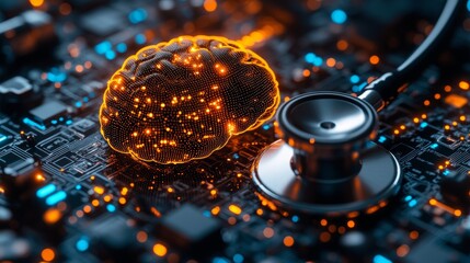 Exploring the future of technology a glowing digital brain in an ai-driven environment