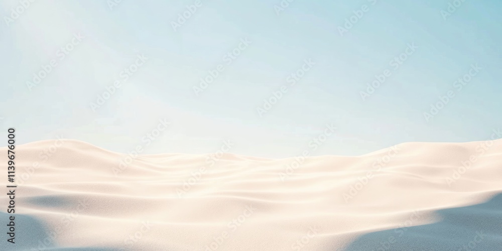 Poster Vast sandy landscape with empty space in the center for text or design elements under a clear sky