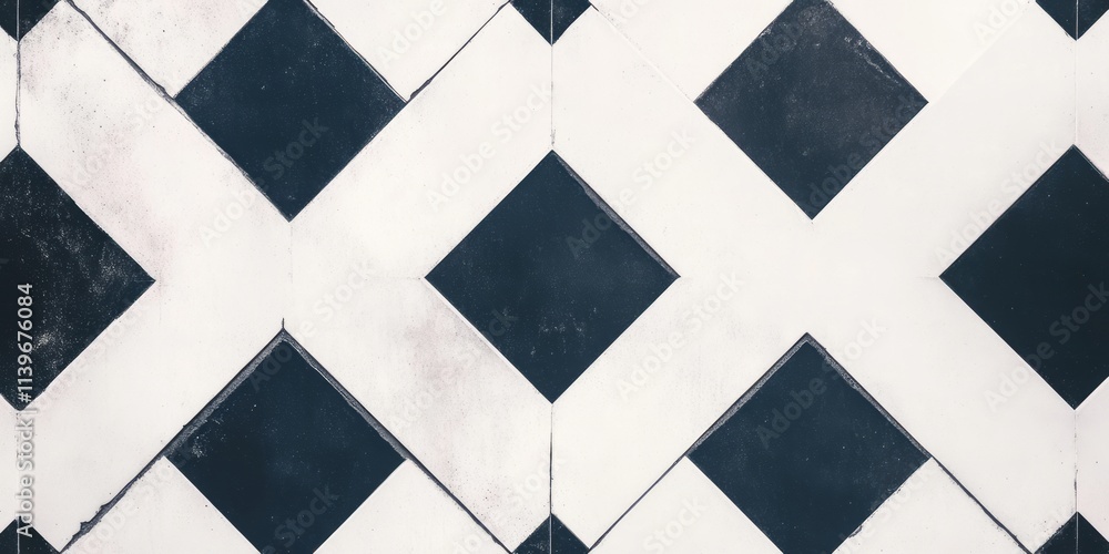 Poster Contrast ceramic tiles with diamond shapes creating a striking border for an empty space