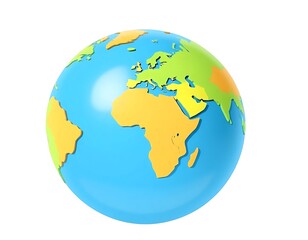 Naklejka premium Colorful 3D World Globe Model, Ideal for Education or Design, Generative AI