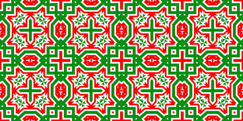 Seamless pattern banner red and green. Festive red and green Christmas pattern. Merry Christmas. Happy New Year.