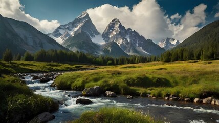landscape with lake, Landscape, mountain wallpaper 