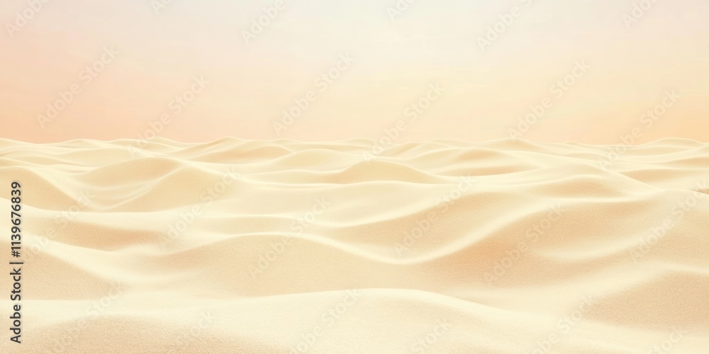 Poster Expansive sandy landscape with contrasting empty space illuminated by soft light