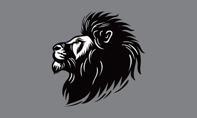 great lion head logo, silhouette of brave king of the jungle roaring vector illustrations