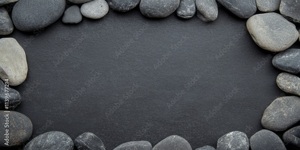 Fototapete contrast of smooth pebbles framing an empty space in a minimalist design for creative projects