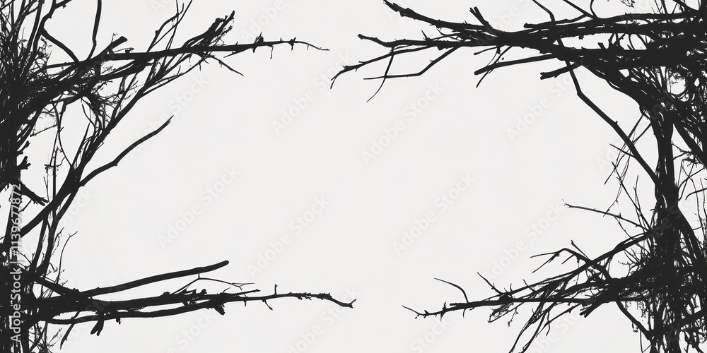Poster Contrast banner design featuring twigs framing an empty space for creative use in various projects