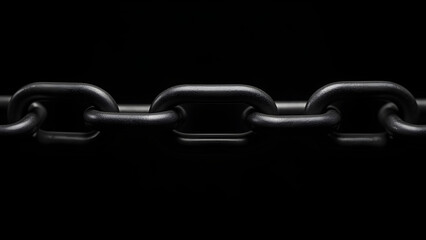 Obraz premium Realistic industrial chain isolated on black background.