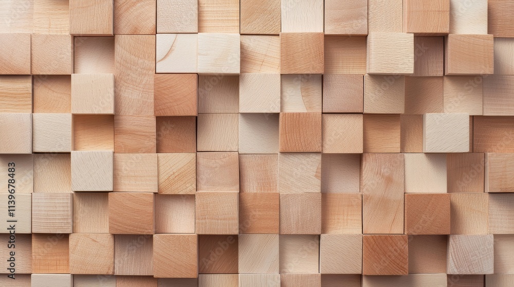 Aufkleber wooden blocks arranged in an intricate pattern for a textured wall design