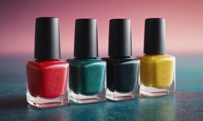 colorful nail polishes beauty background, realistic illustration