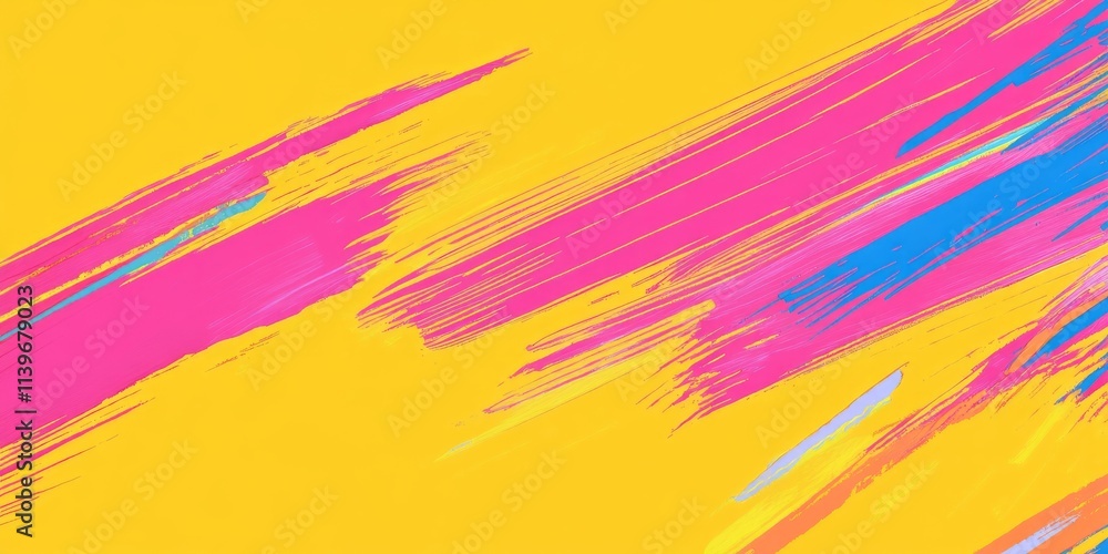 Poster brightly colored banner with vivid brush strokes and contrasting empty space enhances visual appeal