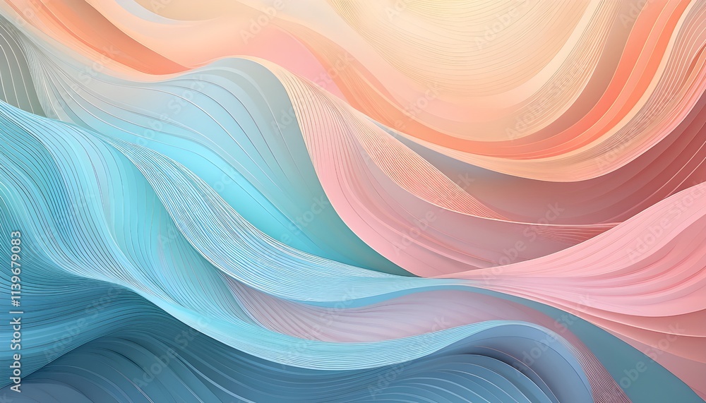 Poster A serene abstract background with soft, flowing lines in pastel colors