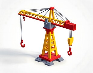 3D Rendering of a Colorful Crane Truck on White Background, Generative AI